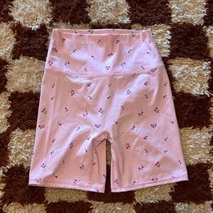 Women’s Pink Cherry-Print Athletic Bike Shorts